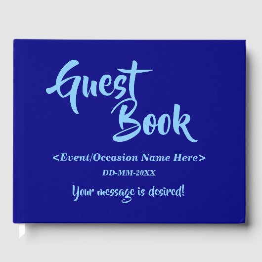 Blue and Light Sky Blue Generic Event Guest Book Gästebuch (Vorderseite)