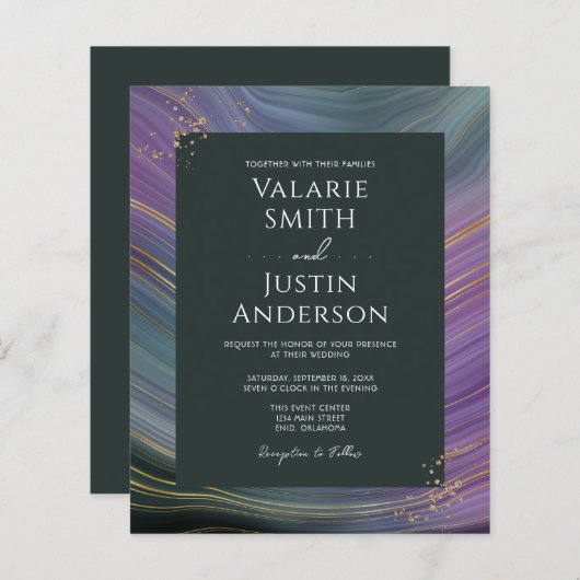 Blue and Lila Agate Stone Budget Wedding (Vorne/Hinten)