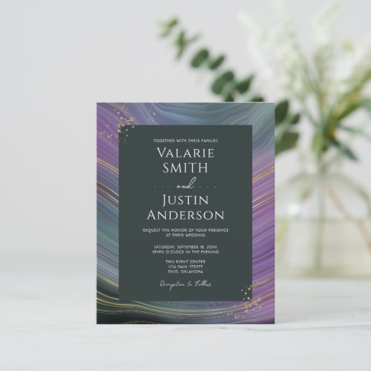 Blue and Lila Agate Stone Budget Wedding (Stehend Vorderseite)