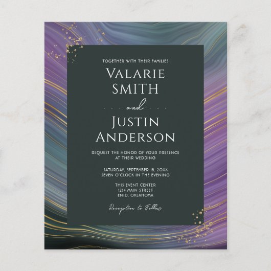 Blue and Lila Agate Stone Budget Wedding (Vorderseite)