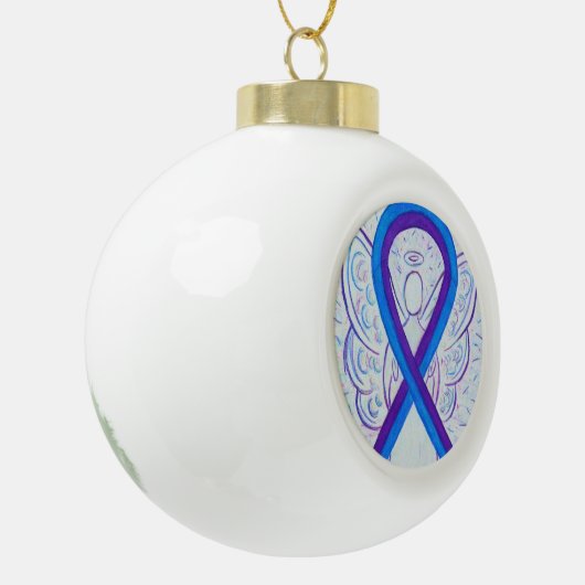 Blue and Lila Awareness Ribbon Angel Ornamente (Links)