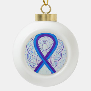 Blue and Lila Awareness Ribbon Angel Ornamente