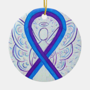 Blue and Lila Awareness Ribbon Angel Ornamente