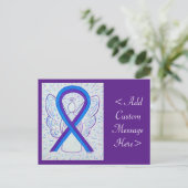 Blue and Lila Awareness Ribbon Angel Postcard Postkarte (Stehend Vorderseite)