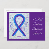 Blue and Lila Awareness Ribbon Angel Postcard Postkarte (Vorne/Hinten)