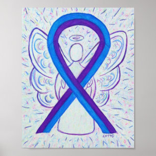 Blue and Lila Awareness Ribbon Angel Poster