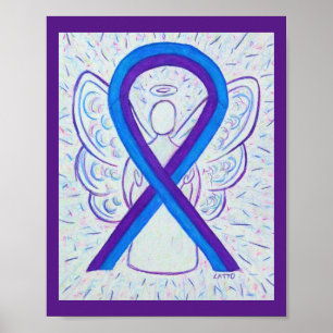 Blue and Lila Awareness Ribbon Angel Poster