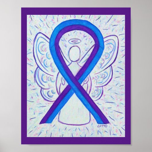 Blue and Lila Awareness Ribbon Angel Poster (Vorne)