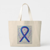 Blue and Lila Awareness Ribbon Art Toag Jumbo Stoffbeutel (Rückseite)