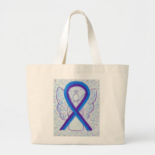 Blue and Lila Awareness Ribbon Art Toag Jumbo Stoffbeutel