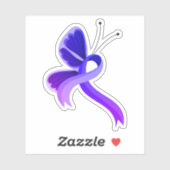 Blue and Lila Awareness Ribbon Butterfly T - Shirt Aufkleber (Blatt)