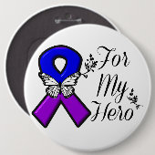 Blue and Lila Awareness Ribbon for My Held Button (Vorne & Hinten)