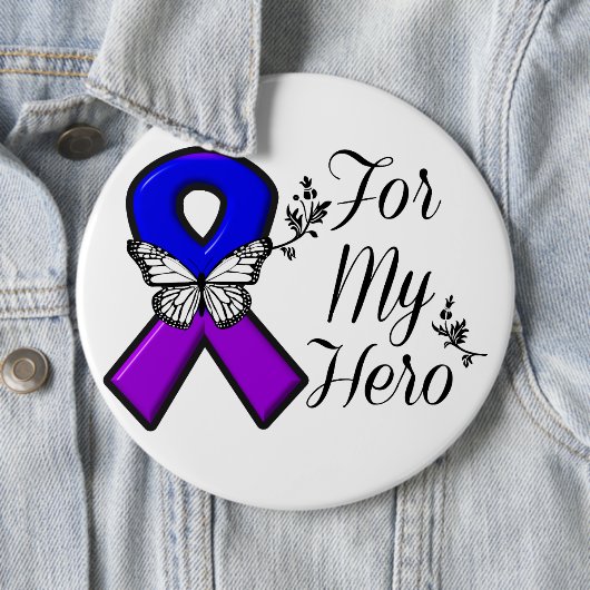 Blue and Lila Awareness Ribbon for My Held Button (Beispiel)