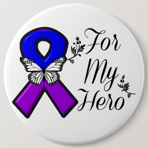 Blue and Lila Awareness Ribbon for My Held Button