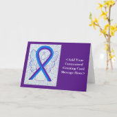 Blue and Lila Awareness Ribbon Personalisiert Card Karte (Gelbe Blume)