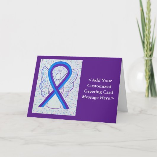 Blue and Lila Awareness Ribbon Personalisiert Card Karte (Vorderseite)