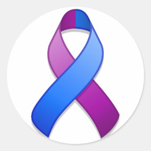 Blue and Lila Awareness Ribbon Round Sticker
