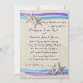 Blue and Lila Beach Wedfish and Ribbon Einladung (Vorderseite)