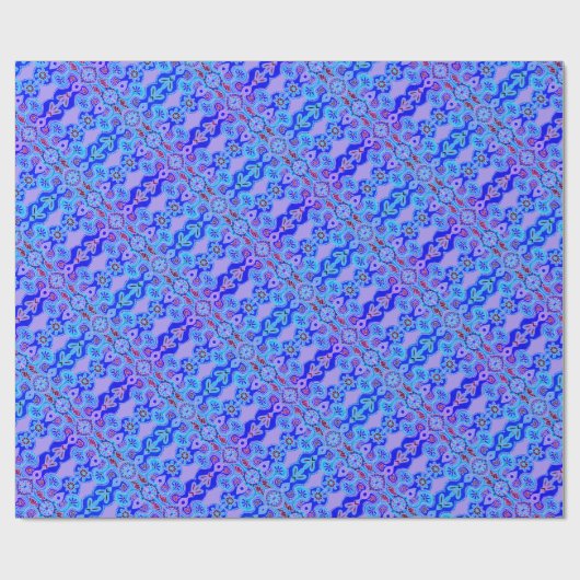 Blue and Lila Boho Gift Wrap Geschenkpapier (Flach)