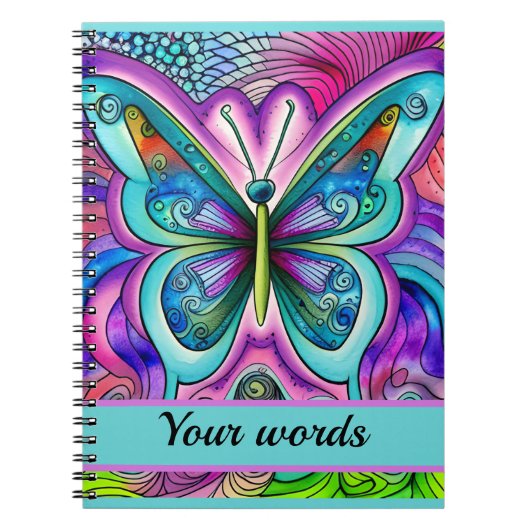 Blue and Lila Butterfly Spiral Foto Notebook Notizblock (Vorderseite)