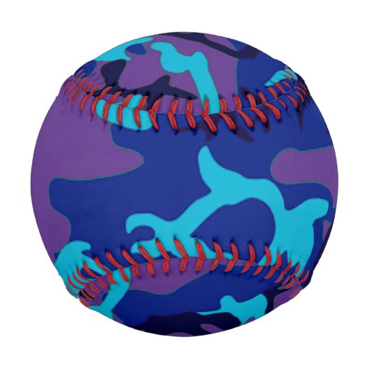 Blue and Lila Camouflage Pattern Baseball (Rückseite)