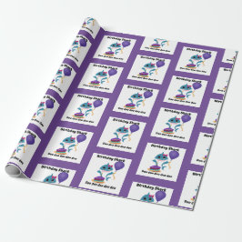 Blue and Lila Girl baby Shark wrack Geschenkpapier