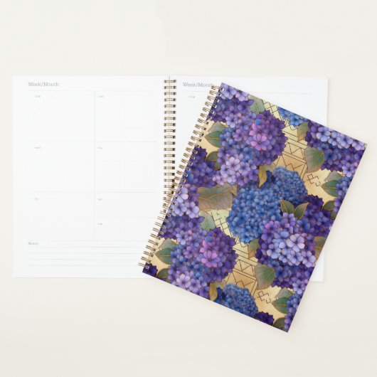 Blue and Lila Hydrangea Chiyogami Planner Planer (Anzeige)