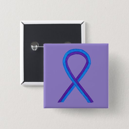 Blue and Lila Ribbon Awareness Custom Button (Vorne & Hinten)