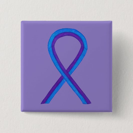 Blue and Lila Ribbon Awareness Custom Button (Vorderseite)