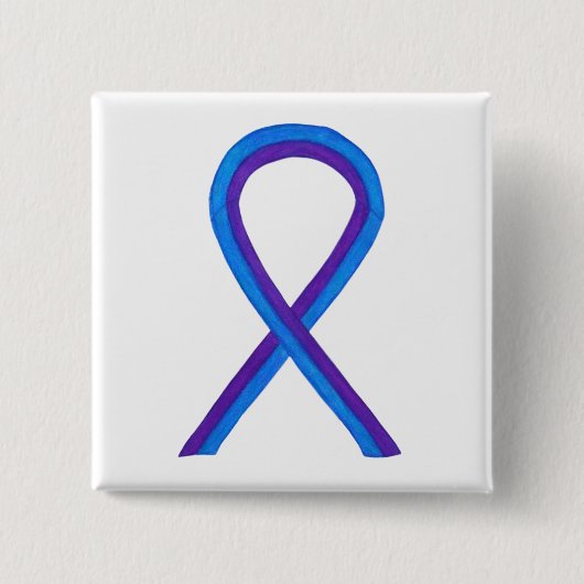 Blue and Lila Ribbon Awareness Custom Button (Vorderseite)