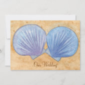 Blue and Lila Seashells Wedding Einladungen (Vorderseite)