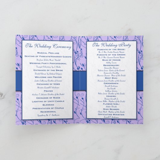 Blue and Lilac Wedding Program Einladung (Innenseite)