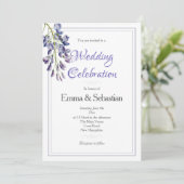 Blue and Lilac Wisteria Wedding Einladung (Stehend Vorderseite)