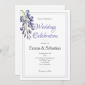 Blue and Lilac Wisteria Wedding Einladung (Vorne/Hinten)