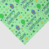 Blue and Lime Green Boy's Happy Birthday Seidenpapier (Detail)