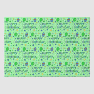 Blue and Lime Green Boy's Happy Birthday Seidenpapier