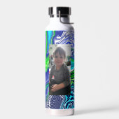 Blue and Lime Green Digital Pour Paint personalisi Trinkflasche (Links)