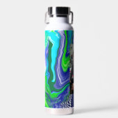 Blue and Lime Green Digital Pour Paint personalisi Trinkflasche (Vorne)