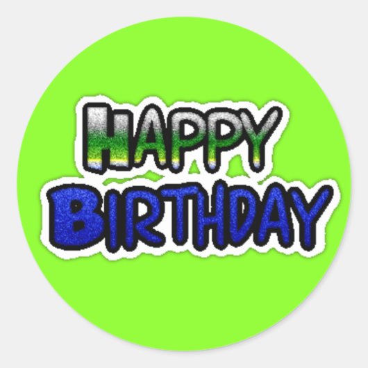Blue and Lime Green Happy Birthday Stickers (Vorderseite)