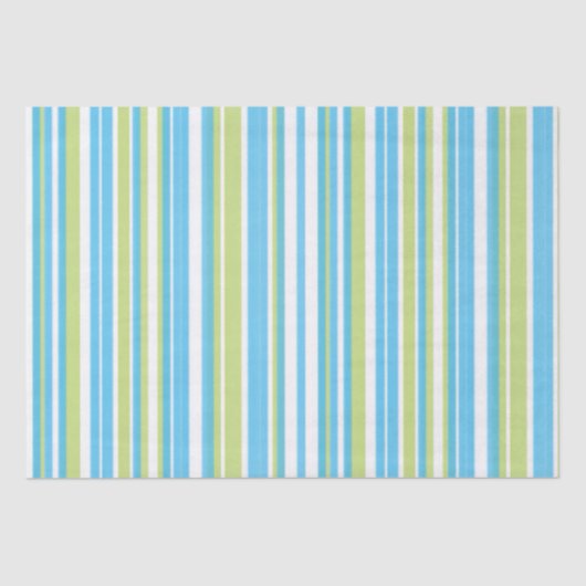 Blue and Lime Green Striped Tissue Paper Seidenpapier (Vorderseite)