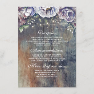 Blue and Maroon Floral Wedding Information Guest Begleitkarte