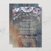 Blue and Maroon Floral Wedding Information Guest Begleitkarte (Vorne/Hinten)
