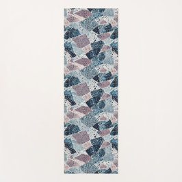 Blue and Mauve Abstract Terrazzo Design Yogamatte