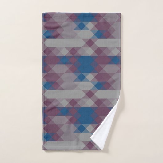 blue and mauve geometric pattern badhandtuch set (Handtuch)