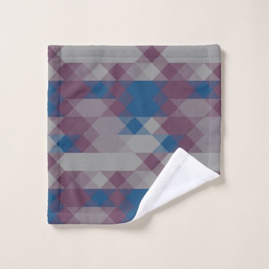 blue and mauve geometric pattern badhandtuch set (Waschlappen)