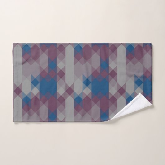 blue and mauve geometric pattern badhandtuch set (Handtuch)