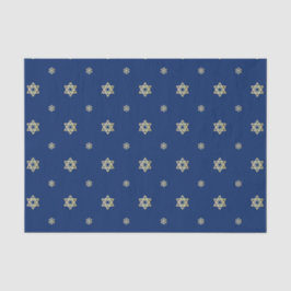 Blue and Metallic Gold Star und Snowflakes Seidenpapier
