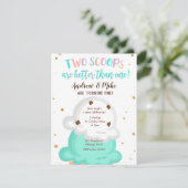 Blue and Mint Twin Ice Creme Einladung (Stehend Vorderseite)