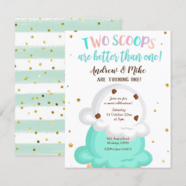 Blue and Mint Twin Ice Creme Einladung