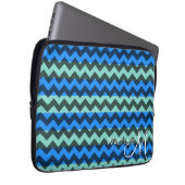 Blue and Minze Zickzack Zigzag Custom Monogram Laptopschutzhülle (Vorne Rechts)